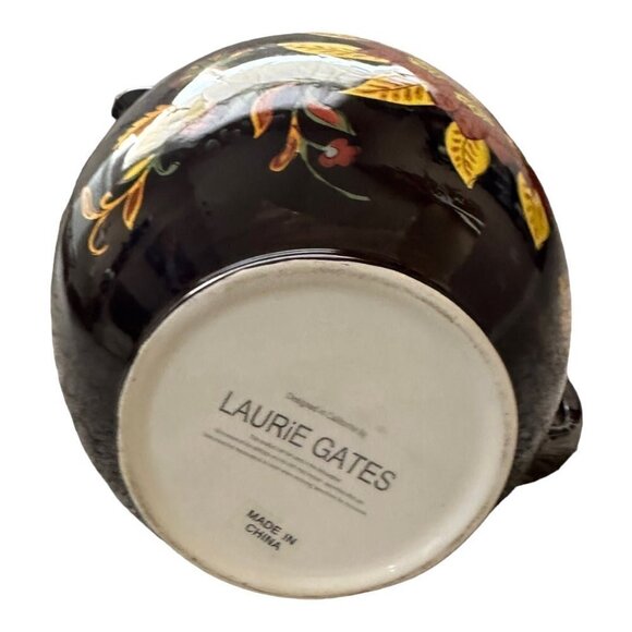 LAURIE GATES Pottery Beautiful Hand Painted Pitcher Milk Jug Floral Pitcher - Picture 5 of 5